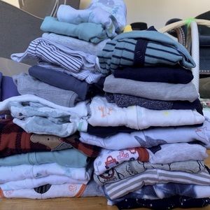 0-3 month baby boy lot (almost all of it 100% cotton)